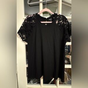 Torrid Elegant Black Crochet Sleeve Blouse